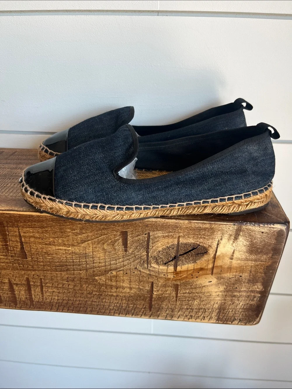 Fendi Blue and Black Espadrilles with Woven Jute Sole